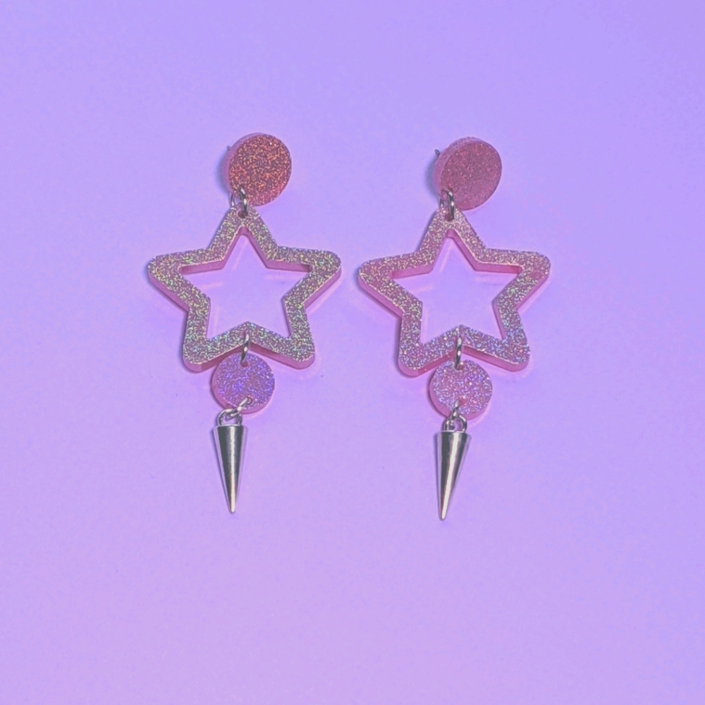 ⭐Holographic Pink Aurora Earrings⭐